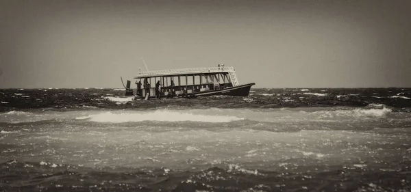 Imagem Estilo Vintage Barco Pesca Oceano Índico Nas Maldivas Indústria — Fotografia de Stock