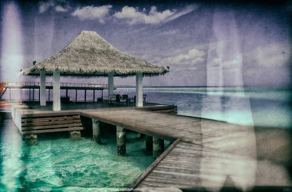 Vintage Style Εικόνα Του Όμορφου Τροπικού Παραδείσου Νησιού Μαλδίβες — Φωτογραφία Αρχείου