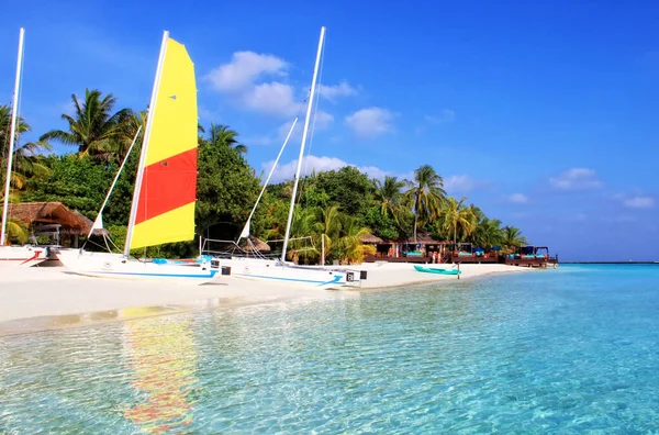 Hermosa Isla Del Paraíso Tropical Las Maldivas — Foto de Stock