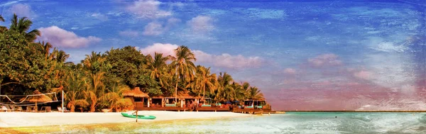Винтажный Стиль Изображения Красивого Тропического Острова Рай Мальдивы — стоковое фото