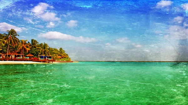 Imagem Estilo Vintage Bela Ilha Paradisíaca Tropical Maldivas — Fotografia de Stock