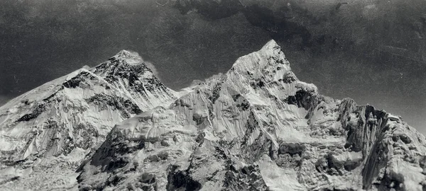 The summit of Mt. Everest and Nuptse in Nepal, as seen from Kala Pattar