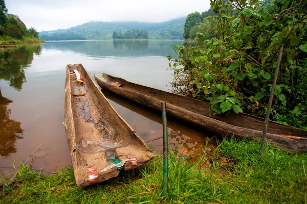 Bateaux Traditionnels Lac Bunyonyi Ouganda Afrique Aux Frontières Ouganda République — Photo