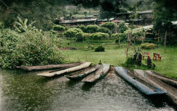 Традиційні Човни Озері Буньйоні Уганді Африка Кордоні Угандою Демократичною Республікою — стокове фото
