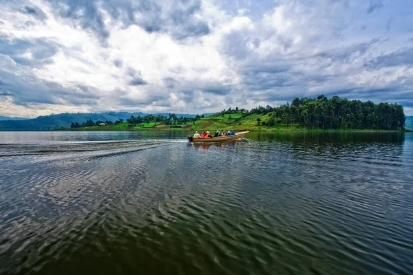 Jezero Bunyonyi Ugandě Africe Hranicích Ugandy Konžské Demokratické Republiky Rwandy — Stock fotografie