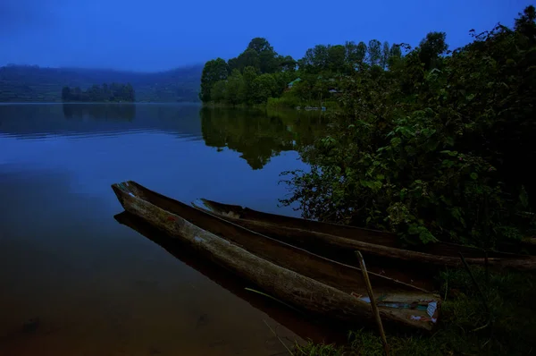 Barcos Tradicionales Lago Bunyonyi Uganda África Las Fronteras Uganda República — Foto de Stock