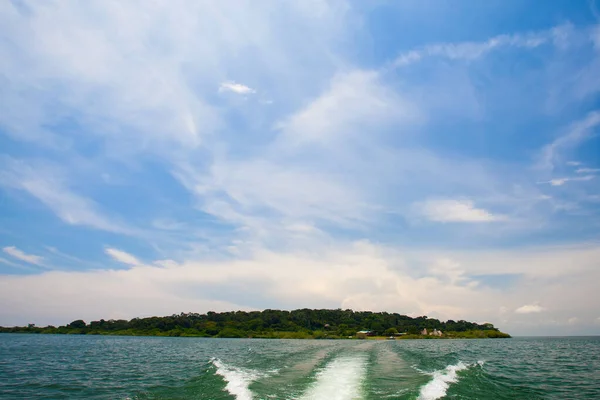 Ngamba Island Hem För Schimpans Koloni Vid Victoriasjön Sett Från — Stockfoto