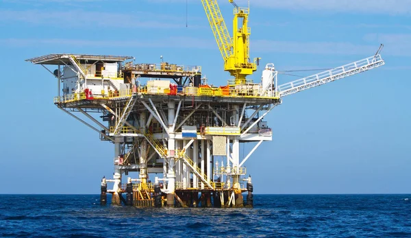 Large Pacific Ocean offshore oil rig drilling platform off the southern coast of California, between Ventura and the Channel Islands, circa September 2012