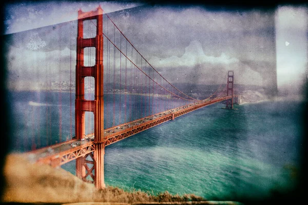 Imagen Estilo Vintage Del Golden Gate Bridge San Francisco California —  Fotos de Stock