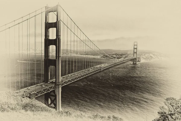 ゴールデンゲートブリッジのヴィンテージスタイルの画像 サンフランシスコ カリフォルニア州 アメリカ — ストック写真