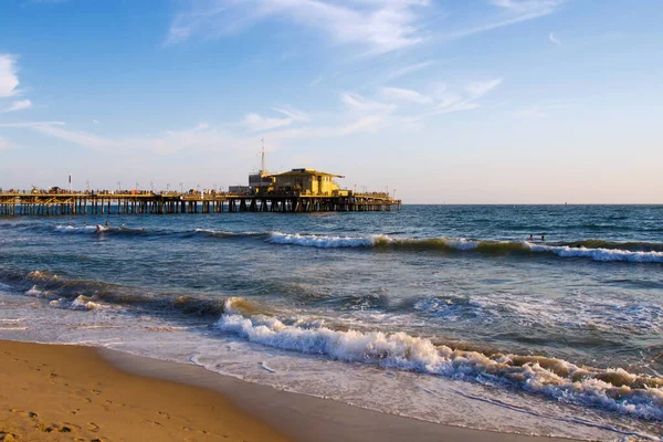 Santa Monica Pier Bij Zonsondergang Los Angeles Californië Circa September — Stockfoto
