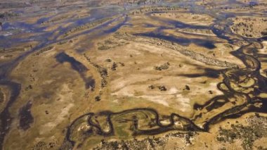 Botswana, Afrika 'daki Okavango Deltası' nın havadan görünüşü