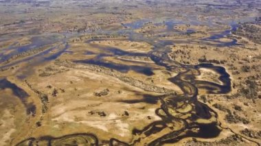 Botswana, Afrika 'daki Okavango Deltası' nın havadan görünüşü