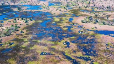 Botswana, Afrika 'daki Okavango Deltası' nın havadan görünüşü