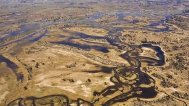 Botswana, Afrika 'daki Okavango Deltası' nın havadan görünüşü