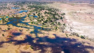 Botswana, Afrika 'daki Okavango Deltası' nın havadan görünüşü