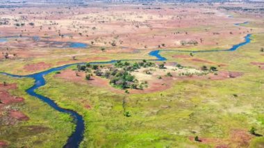 Okavango Delta 'nın Botswana, Afrika' daki hava görüntüsü