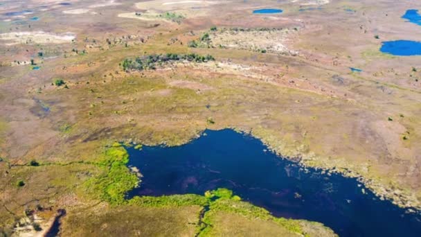 Letecký Pohled Deltu Okavango Botswaně Afrika — Stock video