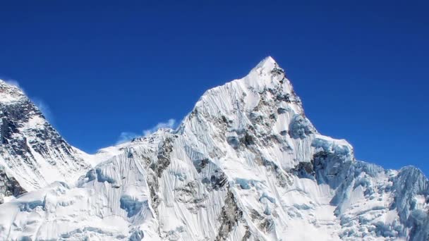 Världens Högsta Berg Everest Vänster 8850M Och Nuptse Höger Himalaya — Stockvideo