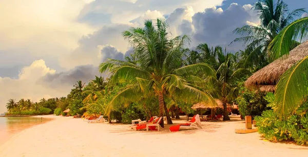 Hermosa Isla Del Paraíso Tropical Las Maldivas — Foto de Stock