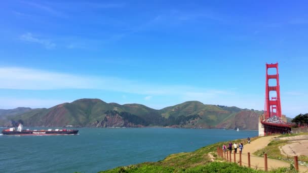 Golden Gate Bridge Visto Baker Beach Tramonto San Francisco California — Video Stock