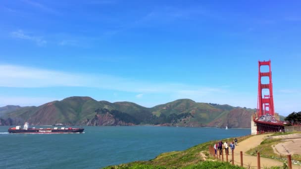 Golden Gate Bridge Vista Baker Beach Pôr Sol São Francisco — Vídeo de Stock