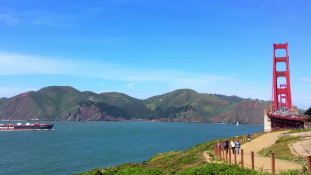 Golden Gate Bridge Visto Baker Beach Tramonto San Francisco California — Video Stock