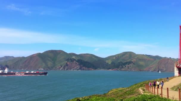 Golden Gate Bridge Visto Baker Beach Tramonto San Francisco California — Video Stock