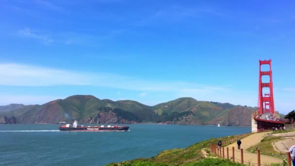 Golden Gate Bridge Vista Baker Beach Pôr Sol São Francisco — Vídeo de Stock