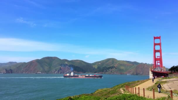 Golden Gate Bridge Visto Baker Beach Tramonto San Francisco California — Video Stock