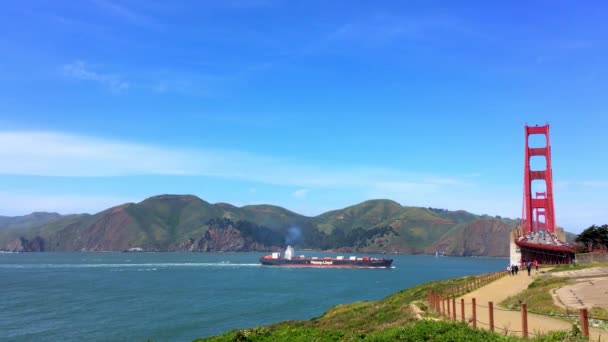 Golden Gate Köprüsü Baker Sahili Nden Gün Batımında San Francisco — Stok video