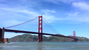 Golden Gate Köprüsü Baker Sahili 'nden gün batımında, San Francisco, Kaliforniya, ABD 