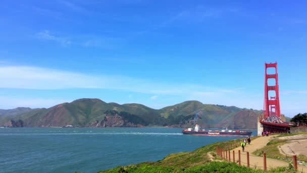 Golden Gate Köprüsü Baker Sahili Nden Gün Batımında San Francisco — Stok video