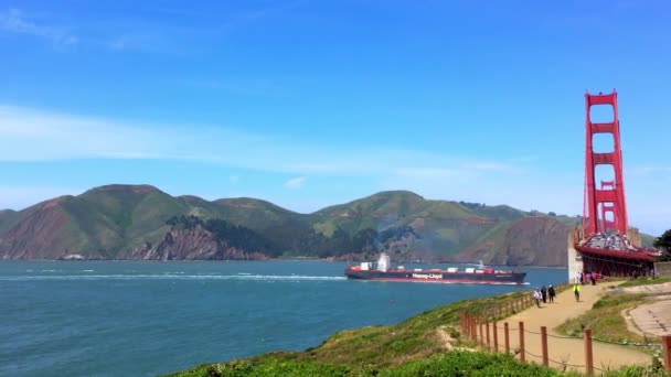 Golden Gate Bridge Visto Baker Beach Tramonto San Francisco California — Video Stock