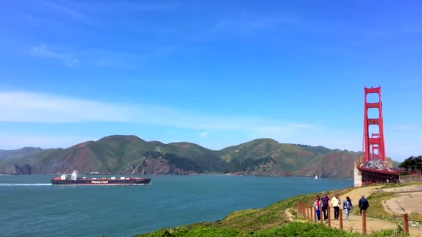 Golden Gate Bridge Visto Baker Beach Tramonto San Francisco California — Video Stock