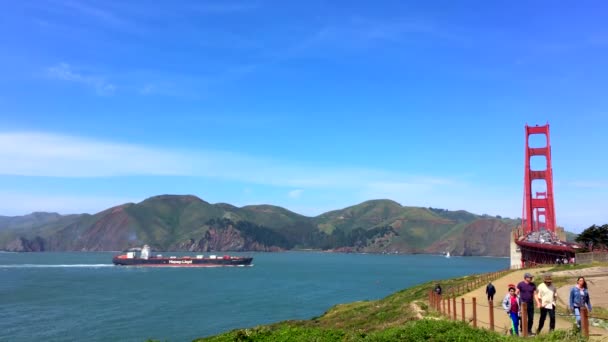 Golden Gate Bridge Visto Baker Beach Tramonto San Francisco California — Video Stock