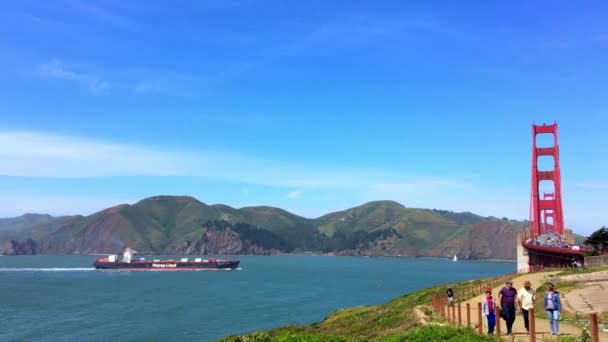 Golden Gate Bridge Vista Baker Beach Pôr Sol São Francisco — Vídeo de Stock