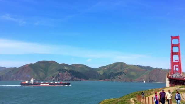 Golden Gate Bridge Vista Baker Beach Pôr Sol São Francisco — Vídeo de Stock