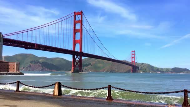 Golden Gate Bridge Vista Baker Beach Pôr Sol São Francisco — Vídeo de Stock