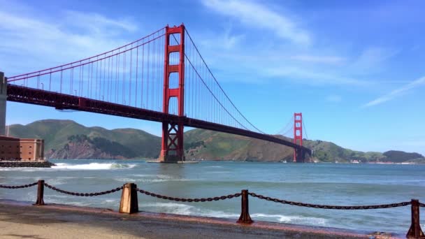 Golden Gate Bridge Gezien Vanaf Baker Beach Bij Zonsondergang San — Stockvideo