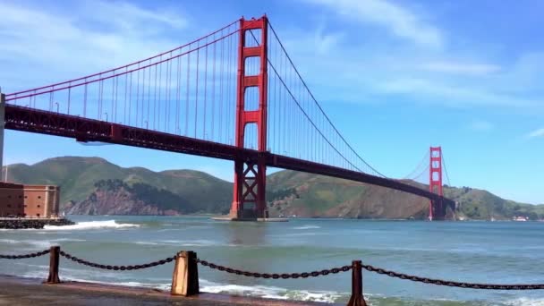 Golden Gate Bridge Visto Baker Beach Tramonto San Francisco California — Video Stock