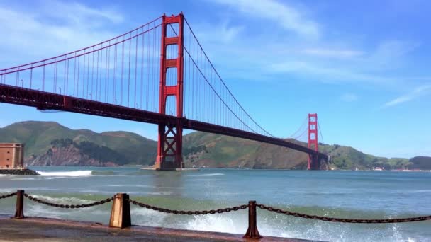Most Golden Gate Widziany Baker Beach Zachodzie Słońca San Francisco — Wideo stockowe