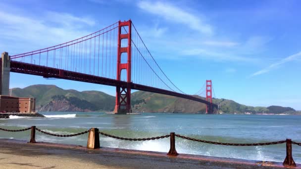 Golden Gate Bridge Visto Baker Beach Tramonto San Francisco California — Video Stock