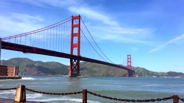 Golden Gate Bridge Vista Baker Beach Pôr Sol São Francisco — Vídeo de Stock
