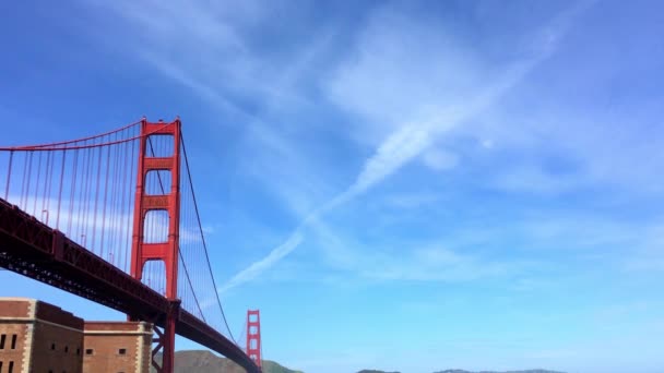 Golden Gate Köprüsü Baker Sahili Nden Gün Batımında San Francisco — Stok video