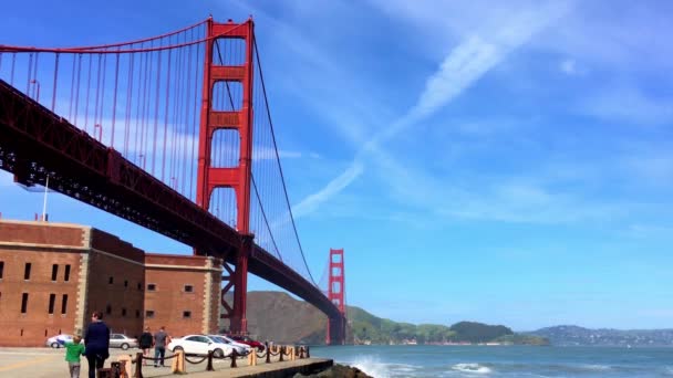 Golden Gate Bridge Visto Baker Beach Tramonto San Francisco California — Video Stock