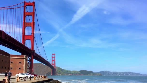 Golden Gate Bridge Visto Baker Beach Tramonto San Francisco California — Video Stock