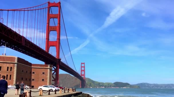 Golden Gate Bridge See Baker Beach Sunset San Francisco California — стокове відео