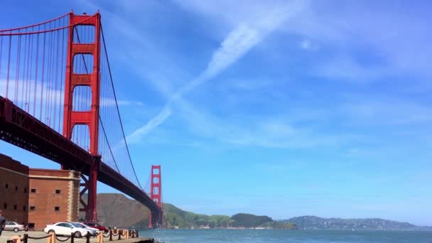 Golden Gate Bridge Visto Baker Beach Tramonto San Francisco California — Video Stock