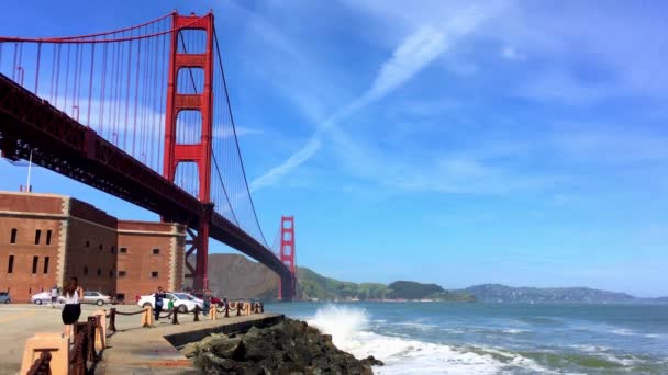 Golden Gate Bridge Visto Baker Beach Tramonto San Francisco California — Video Stock